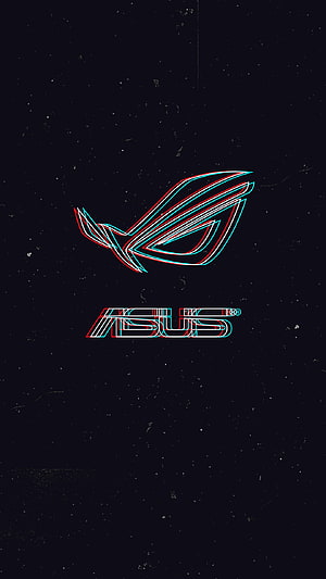 ASUS ROG Pegasus Logo with Neon Red and Cyan Glitch Effect on Dark Background HD phone wallpaper