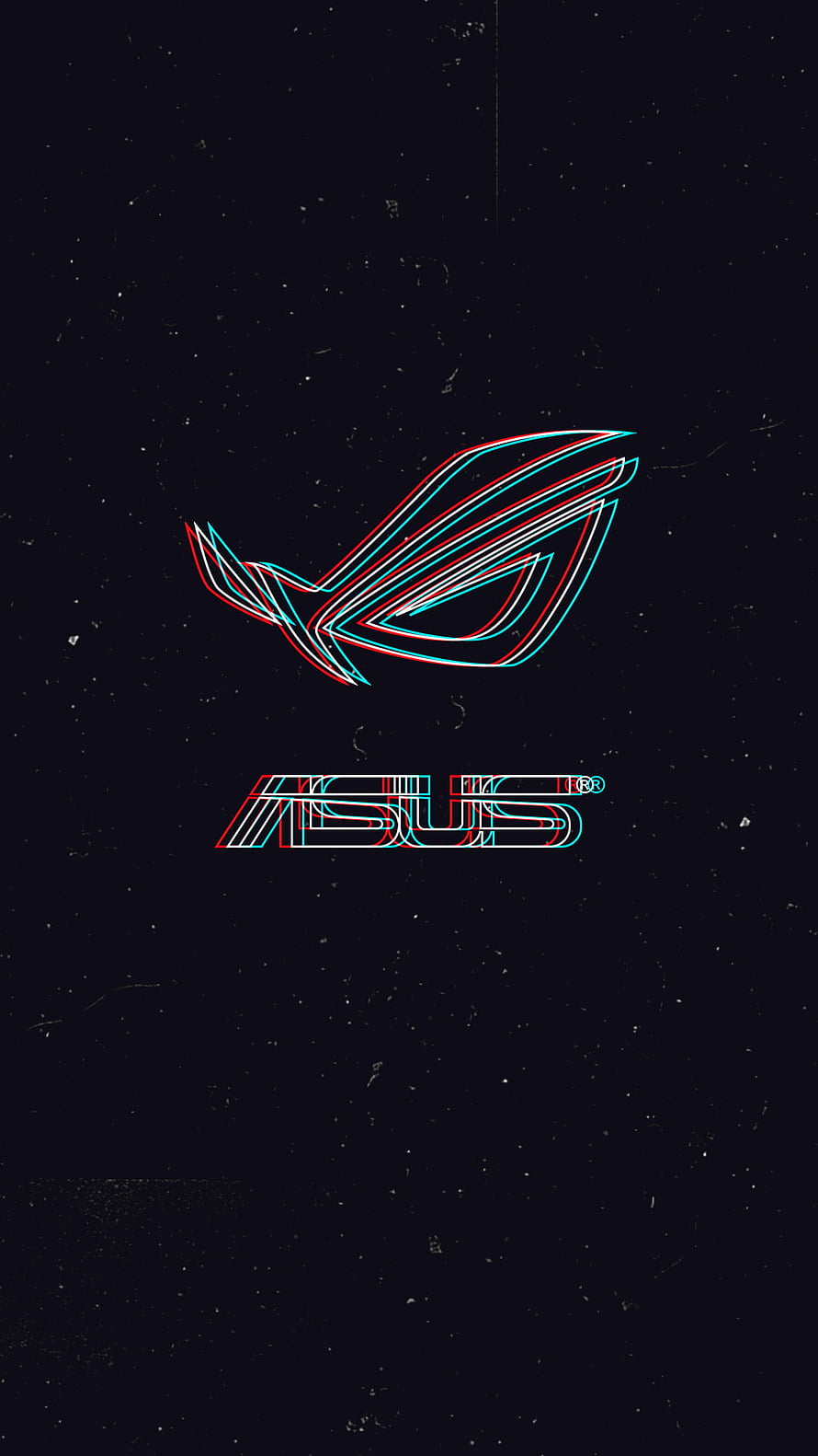 ASUS ROG Pegasus Logo with Neon Red and Cyan Glitch Effect on Dark Background HD phone wallpaper