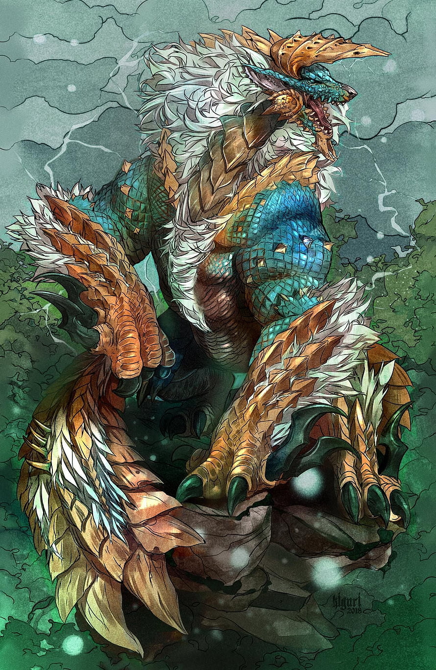 Zinogre Monster Hunter World Digital Art Illustration HD phone wallpaper