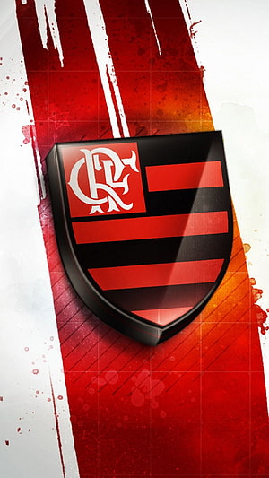 Flamengo FC Shield Emblem on Grunge Red and Black Background HD phone wallpaper