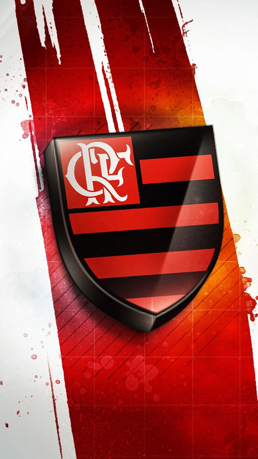 Flamengo FC Shield Emblem on Grunge Red and Black Background HD phone wallpaper