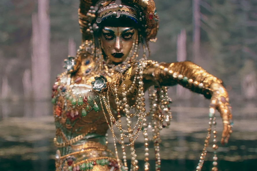 Jibaro Character in Ornate Gold and Gemstone Costume from Love Death and Robots HD wallpaper