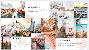 Travel Aesthetic Collage with Inspirational Words and Global Landmarks HD wallpaper