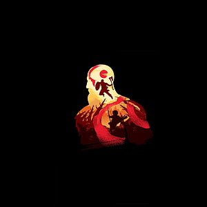God of War Kratos Double Exposure Warrior Silhouette Artwork HD phone wallpaper