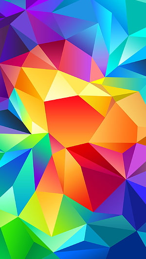 Vibrant Low Poly Geometric Abstract Pattern with Triangular Facets HD phone wallpaper