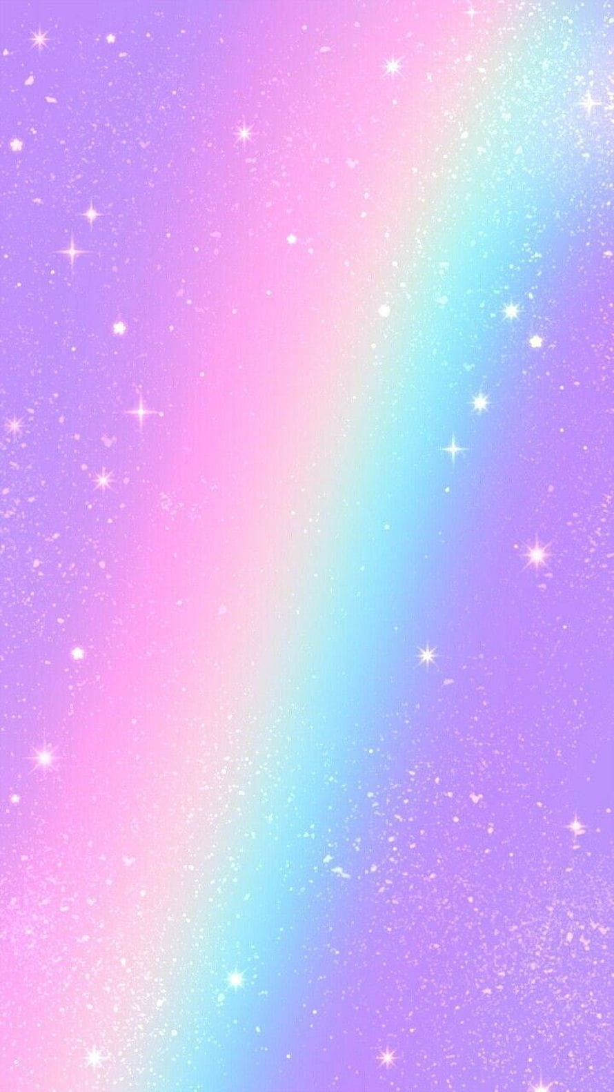 Dreamy Pastel Rainbow Gradient with Sparkling Stars and Glittery Cosmic Sky HD phone wallpaper