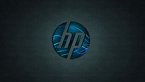 HP Envy Logo with Blue Neon Circuit Lines on Dark Textured Background HD wallpaper