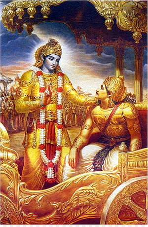 Krishna and Arjuna in the Divine Chariot from the Mahabharata HD phone wallpaper