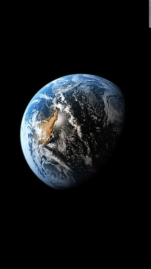 Earth From Space: Blue Planet With Swirling Clouds Against Deep Black Void HD phone wallpaper