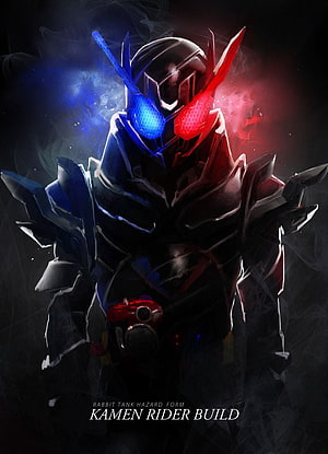 Kamen Rider Build Rabbit Tank Hazard Form Dark Fantasy Character Art HD phone wallpaper
