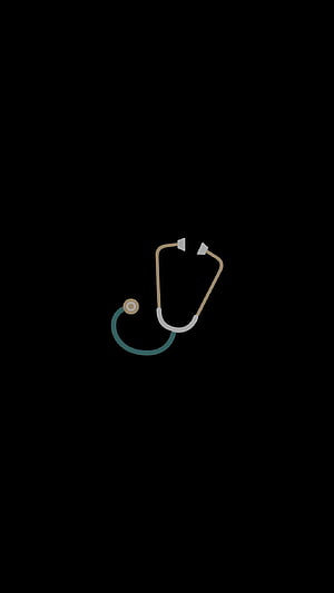 Minimalist Stethoscope Icon on Black Background for Medical and Nursing Themes HD phone wallpaper