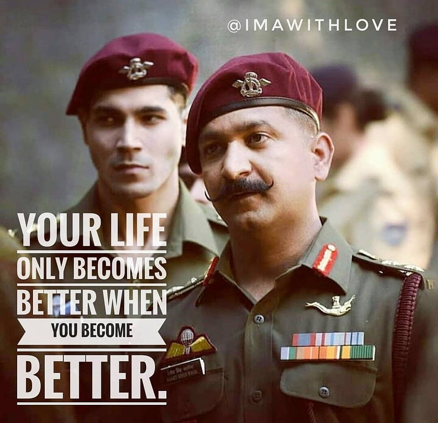 Indian Police Officer in Maroon Beret and Olive Uniform with Inspirational Quote HD wallpaper