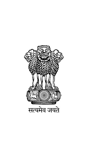 State Emblem of India with Satyameva Jayate Motto in Black and White Line Art HD phone wallpaper