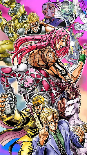 JoJo's Bizarre Adventure Part 7 Steel Ball Run Character Group Artwork HD phone wallpaper