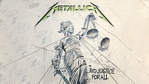 Metallica And Justice For All Album Artwork Featuring Blindfolded Lady Justice Statue HD wallpaper