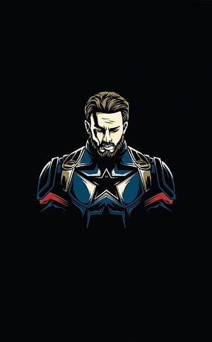 Captain America Minimalist Vector Portrait in Dark Blue Armor HD phone wallpaper