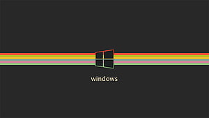Windows Logo with Rainbow Stripe on Dark Background Minimalist Desktop Wallpaper HD wallpaper