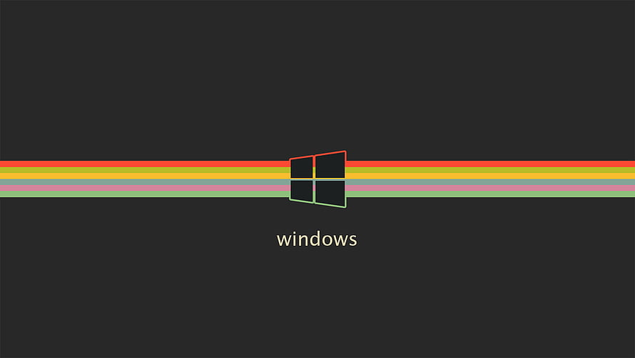 Windows Logo with Rainbow Stripe on Dark Background Minimalist Desktop Wallpaper HD wallpaper