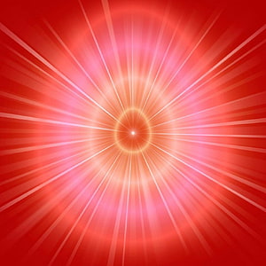Radiant Red Sunburst with Glowing Center and Radiating Light Rays HD phone wallpaper