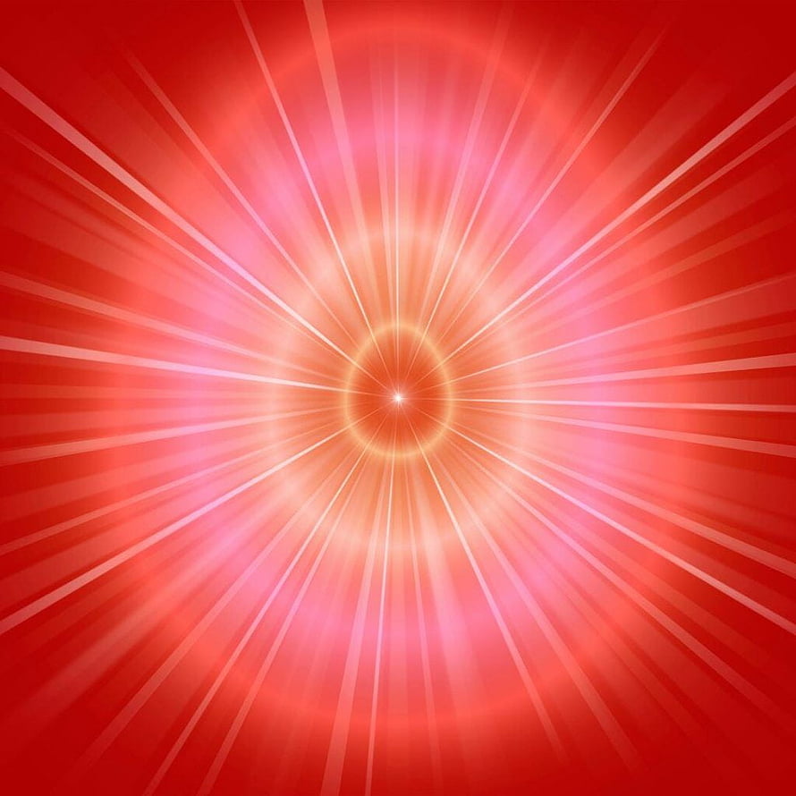 Radiant Red Sunburst with Glowing Center and Radiating Light Rays HD phone wallpaper