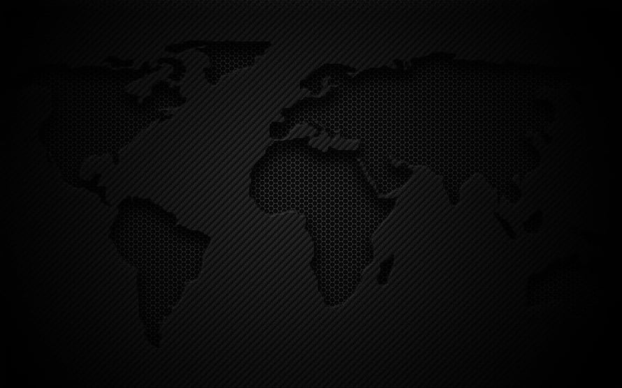 Dark Hexagonal World Map Pattern on Black Background HD wallpaper