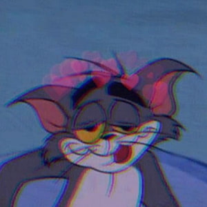 Tom from Tom and Jerry with a pink bow and dreamy expression in a vintage cartoon style HD phone wallpaper