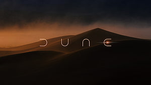 Dune 2021 Desert Dunes at Dusk with Minimalist Title Logo HD wallpaper