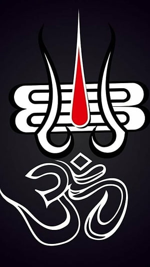 Mahakal Trishul and Om Symbol Sacred Emblem on Dark Background HD phone wallpaper
