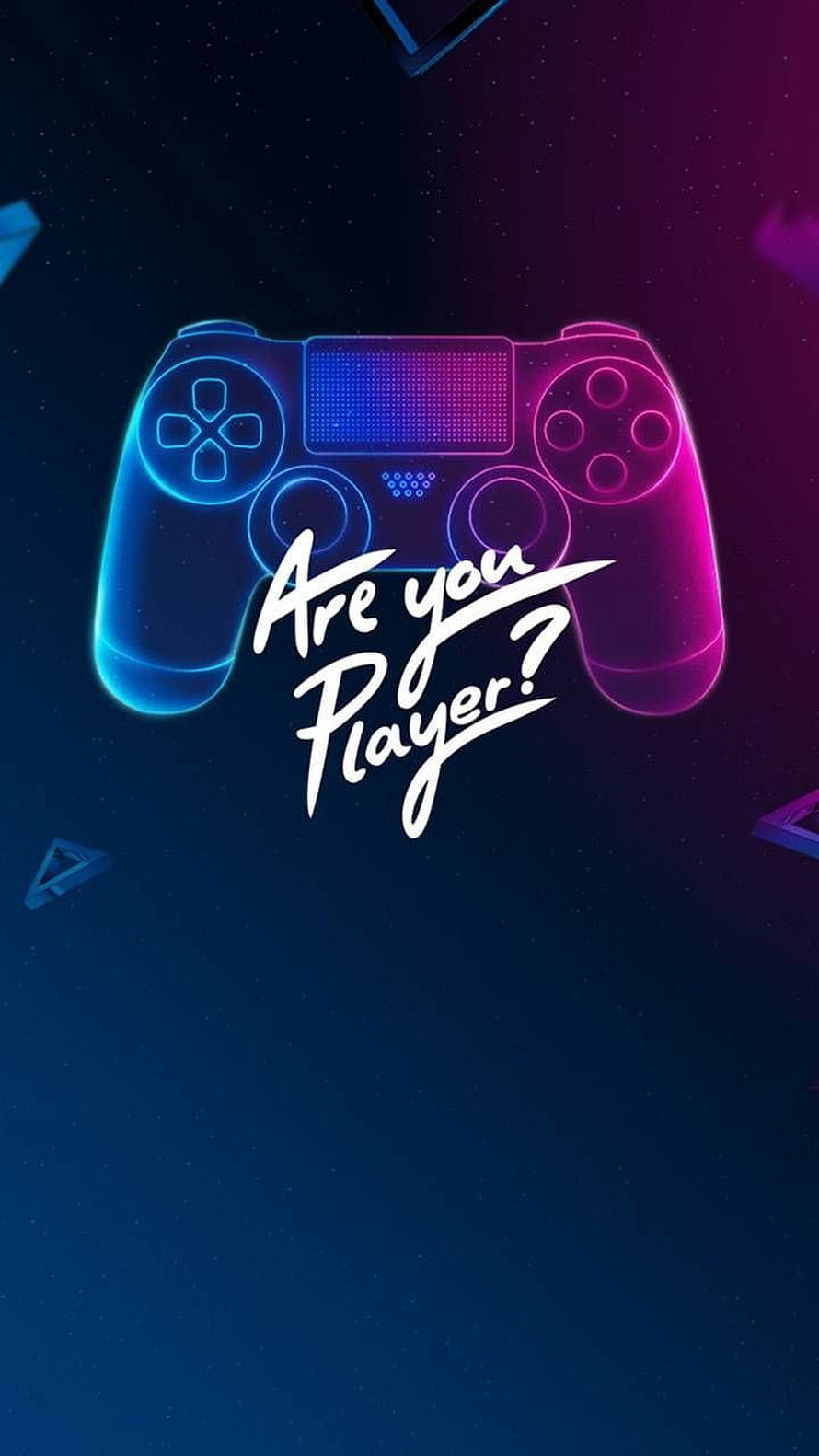 Neon Game Controller with Are You Player Text on Dark Background HD phone wallpaper