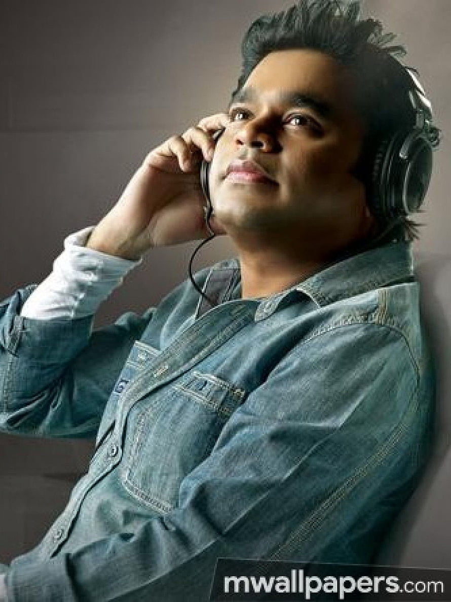 A. R. Rahman Wearing Headphones in Denim Shirt HD phone wallpaper