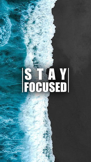 Aerial View of Turquoise Ocean Waves Crashing on Dark Sand Beach with Motivational Quote HD phone wallpaper