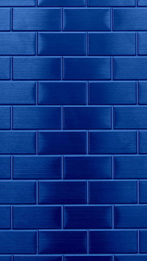 Deep Blue Metallic Brick Wall Texture with Brushed Finish and Geometric Pattern HD phone wallpaper