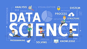 Data Science Concept Illustration with Team and Technology Keywords HD wallpaper