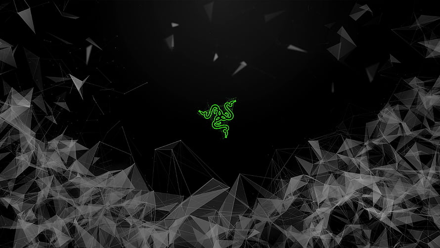 Razer Gaming Logo on Black Geometric Low Poly Background HD wallpaper