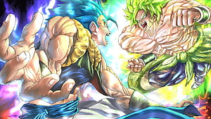 Dragon Ball Xenoverse Super Saiyan Blue and Green Warrior Battle Scene HD wallpaper
