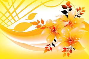 Vibrant Yellow Floral Vector Art with Abstract Swirls and Sparkling Blossoms HD wallpaper