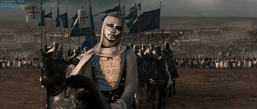 Kingdom of Heaven Knight in Silver Mask Leading Crusader Army on Horseback HD wallpaper