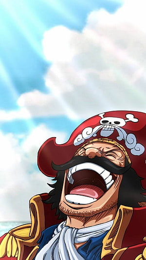 Gol D. Roger Laughing Under a Bright Sky in One Piece Anime Art HD phone wallpaper