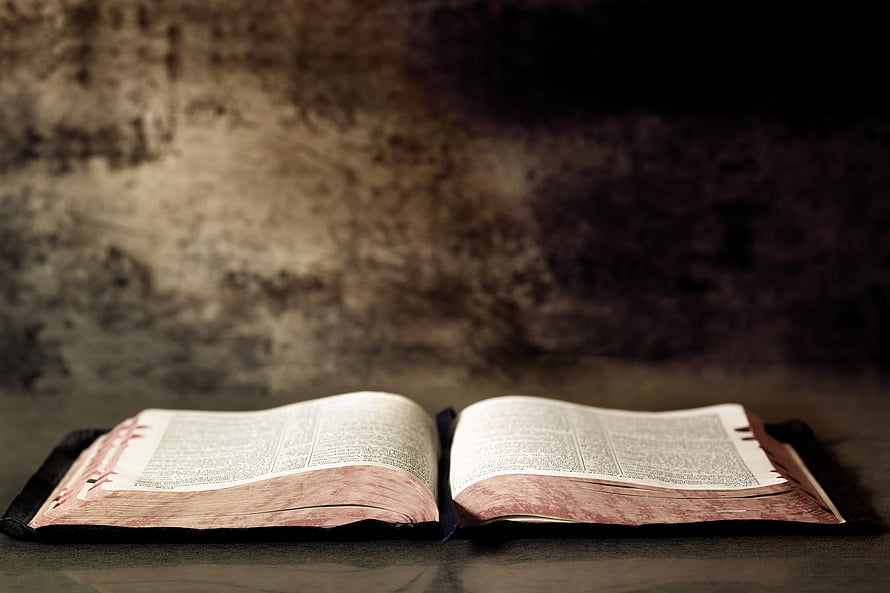 Open Bible on a Dark Surface with Grunge Background HD wallpaper