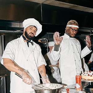 Drake and Future in Chef Coats Baking in a Professional Kitchen HD phone wallpaper