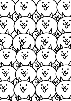 Repeating Pattern of Cute Black and White Cartoon Cat Faces with Tongues Out HD phone wallpaper