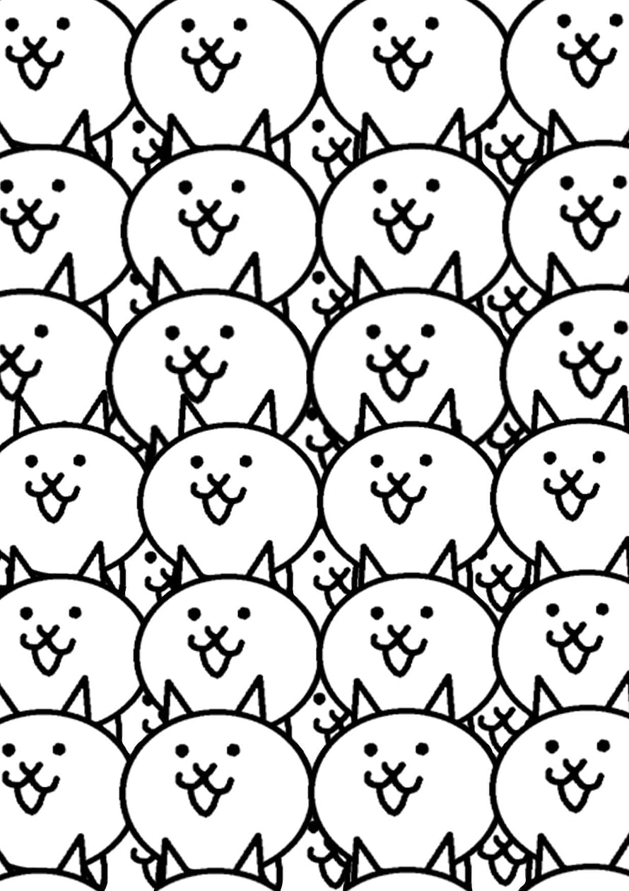 Repeating Pattern of Cute Black and White Cartoon Cat Faces with Tongues Out HD phone wallpaper