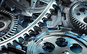Sleek Chrome Gears and Mechanical Cogs in a Futuristic 3D Render HD wallpaper