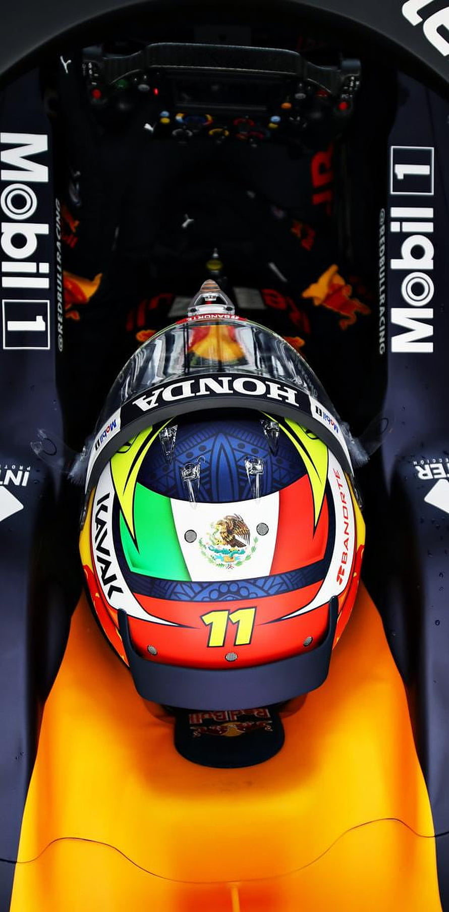 Sergio Perez Helmet Inside Red Bull Racing F1 Cockpit HD phone wallpaper