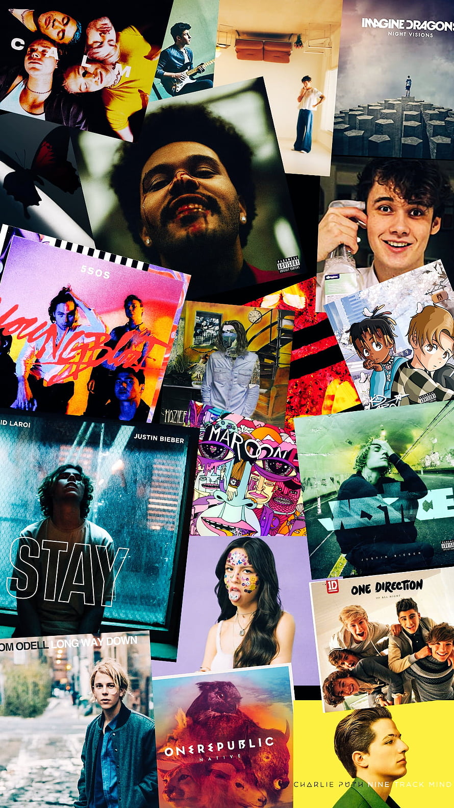 The Weeknd, Justin Bieber, and One Direction Album Cover Collage HD phone wallpaper