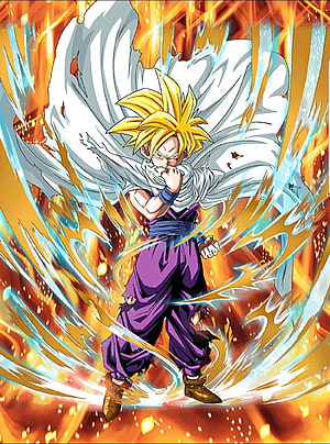 Super Saiyan 2 Teen Gohan in Dragon Ball Z with White Aura and Energy Flare HD phone wallpaper