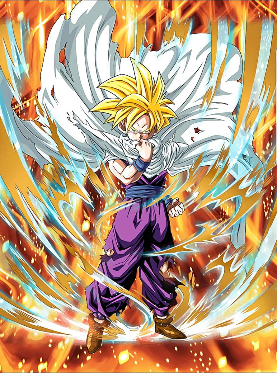 Super Saiyan 2 Teen Gohan in Dragon Ball Z with White Aura and Energy Flare HD phone wallpaper