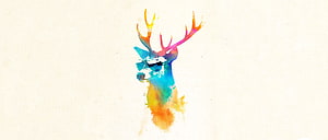 Vibrant Watercolor Stag Portrait by Robert Farkas HD wallpaper