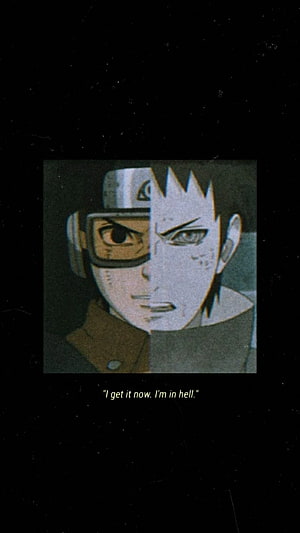 Obito Uchiha Split Face Portrait with Goggles and Headband in Dark Anime Style HD phone wallpaper