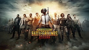 PUBG Mobile Squad Lineup in Dramatic Battlefield Setting HD wallpaper